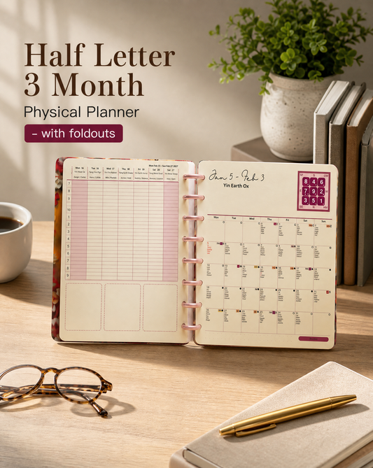 Half Letter 3 Month Physical Planner - with foldouts
