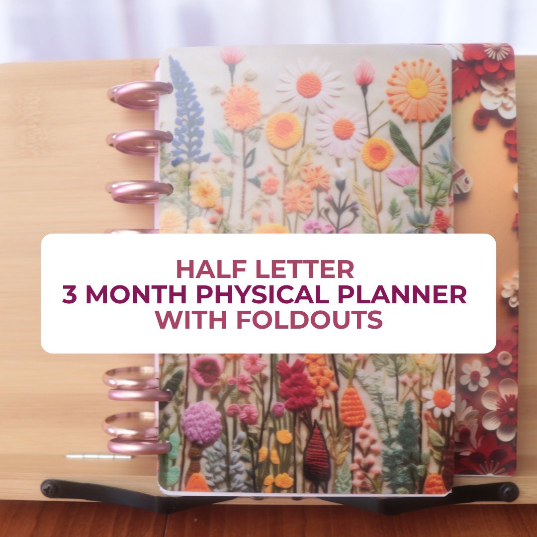 Half Letter 3 Month Physical Planner - with foldouts