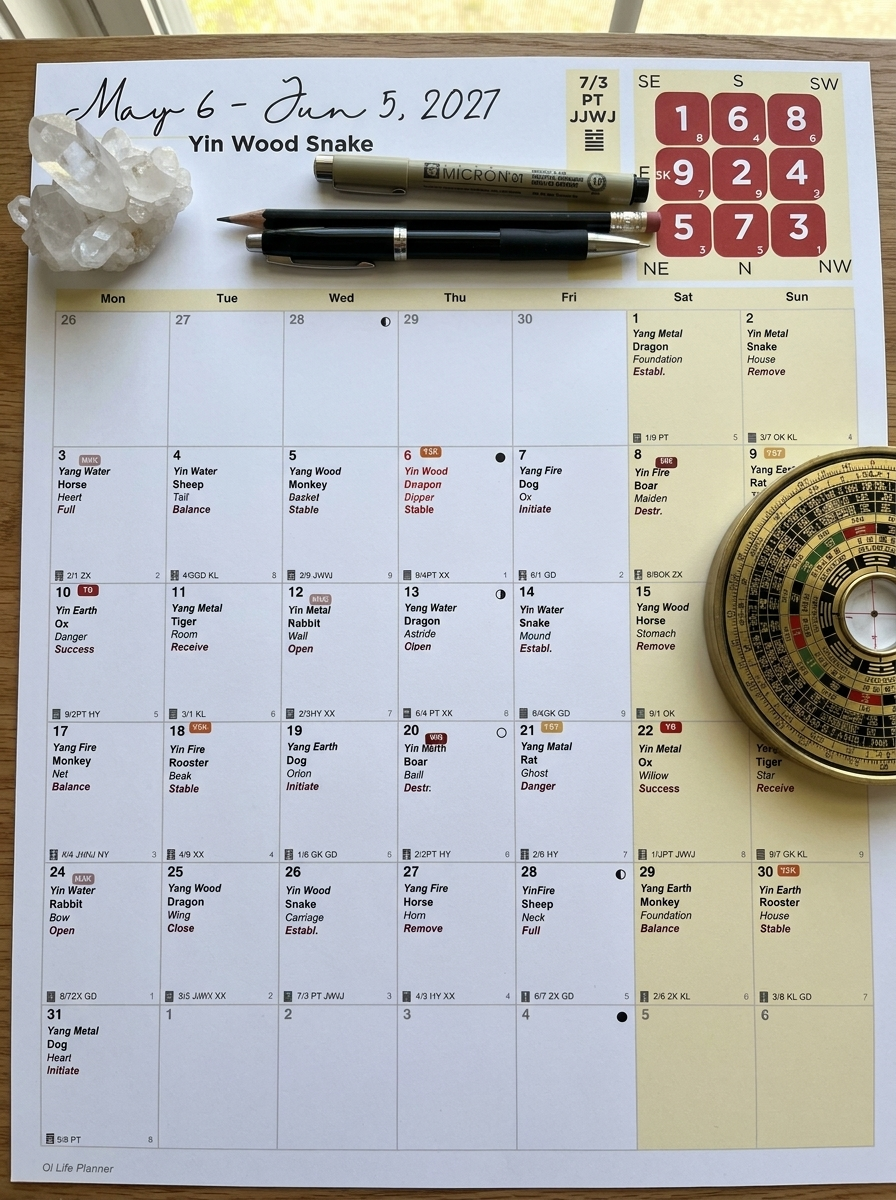 Monthly Flying Star & Almanac Pages (PDF Download)